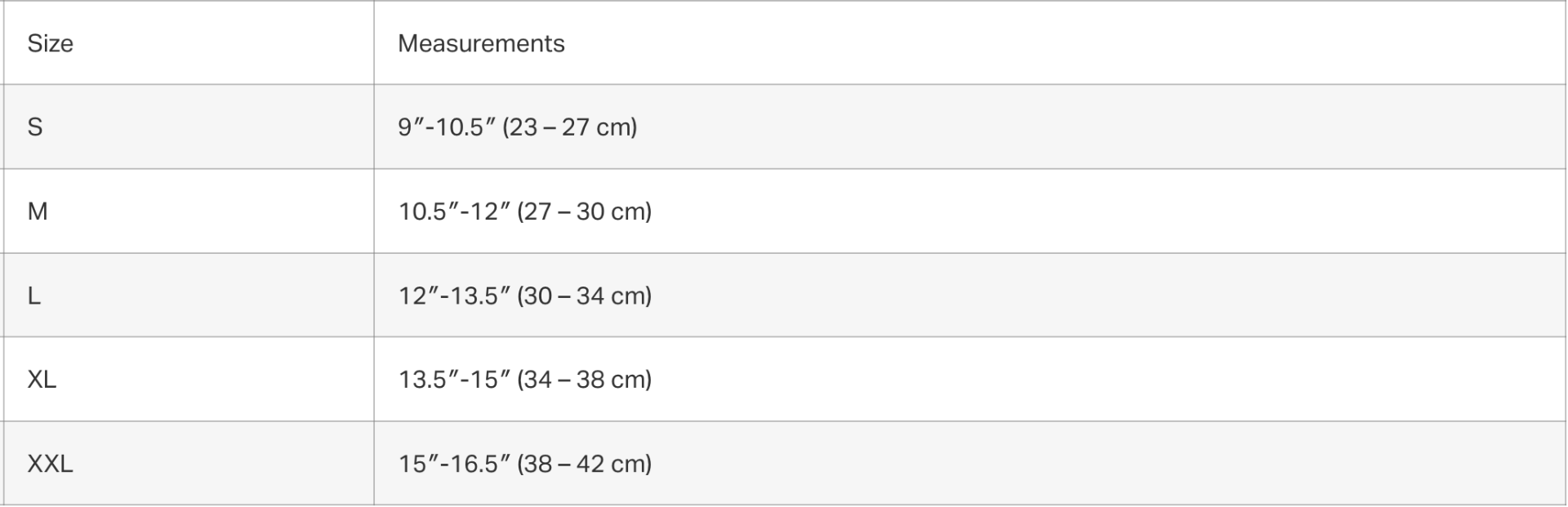 Size Chart